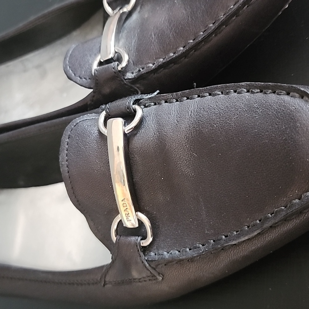 Prada Black Leather Kitten Heels - Picture 2 of 8